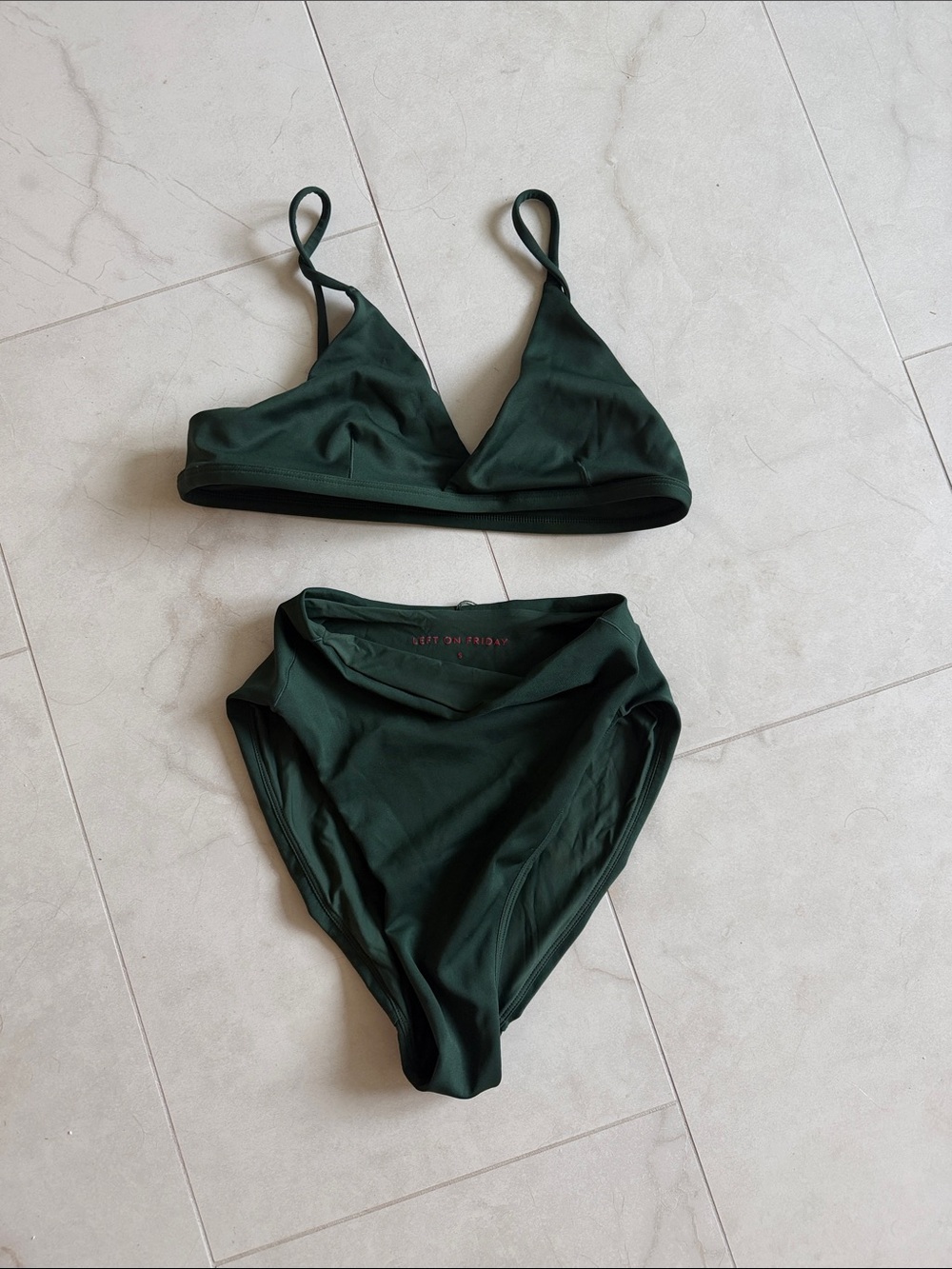 Left on Friday Dark Green High-Waist Bikini Set